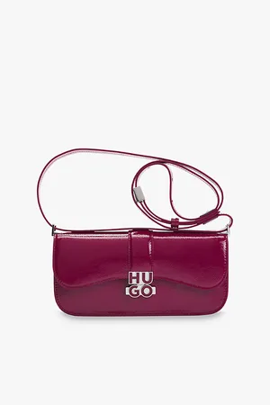 HUGO BOSS Womens Logo-Plaque Large Faux-Leather Shoulder Bag