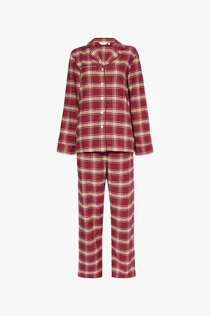 DEREK ROSE Womens Kelburn Checked Cotton-Flannel Pyjama Set