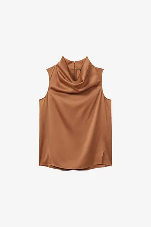 Reiss Womens x Atelier Manon Cowl-Neck Relaxed-Fit Stretch-Woven Top