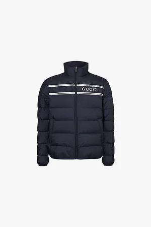 Gucci Mens Brand Stripe-Print Lightweight Shell-Down Jacket