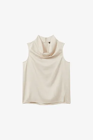 Reiss Womens x Atelier Manon Cowl-Neck Relaxed-Fit Stretch-Woven Top
