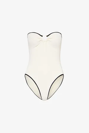 Seafolly Womens Beach Bound Two-Tone Bandeau Swimsuit