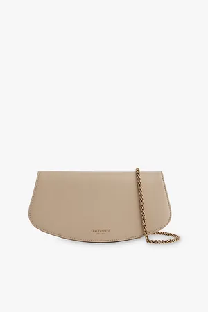 Giorgio Armani Womens Foiled-Branding Leather Clutch
