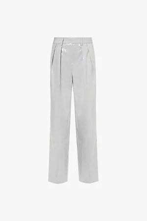 GOOD AMERICAN Womens Sequin-Embellished Suiting Wide-Leg Woven Trousers