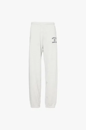 Sporty & Rich Womens Varsity Crest Drawstring Straight-Leg High-Rise Cotton-Blend Jogging Bottoms