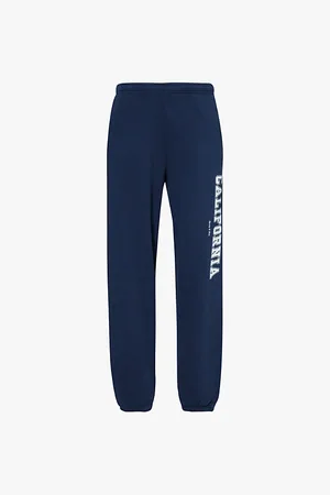 Sporty & Rich Womens California Drawstring Straight-Leg High-Rise Cotton-Jersey Jogging Bottoms