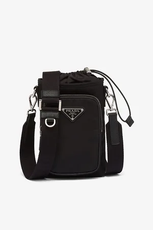 Prada Womens Logo-Plaque Recycled-Nylon Cross-Body Phone Pouch