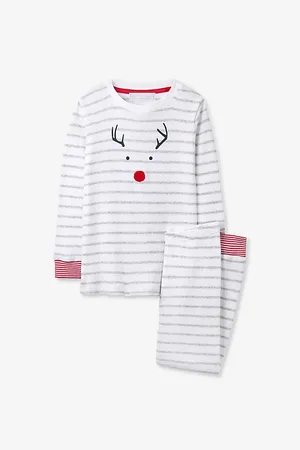 The Little White Company Jingles Reindeer Slim-Fit Cotton Pyjamas 1-6 Years