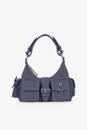 The Kooples Womens Amelia Multi-Pocket Denim Shoulder Bag