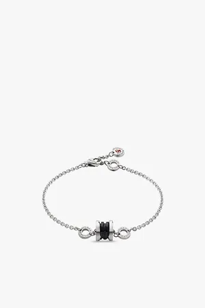 Bvlgari Womens Save The Children Sterling- and Black Ceramic Chain Bracelet
