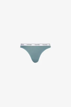 Calvin Klein Womens Modern Branded-Waistband Stretch-Cotton Thong