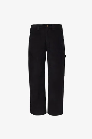 Dickies Mens Carpenter Logo-Patch Straight-Leg Stretch Cotton-Corduroy Trousers