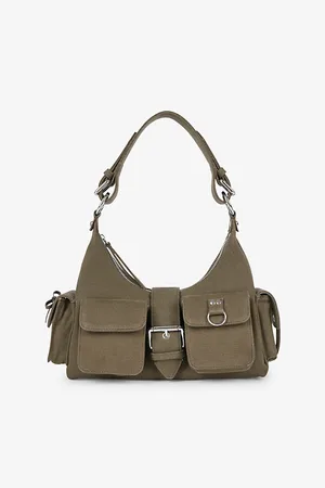 The Kooples Womens Amelia Multi-Pocket Canvas Shoulder Bag