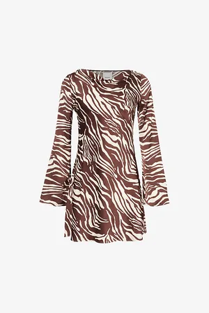 Reformation Womens Pike Animal-Print Satin Mini Dress