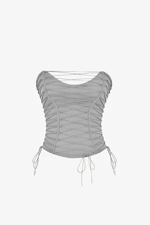 House Of Cb Womens Mirabelle Lace-Up Cotton-Blend Corset