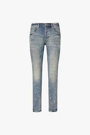 Purple Brand Mens Vintage-Effect Dropped-Fit Slim-Leg Denim Jeans