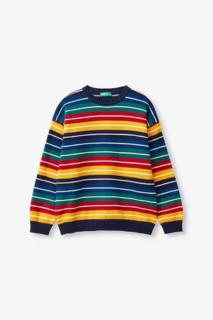 Benetton Stripe-Pattern Cotton and Wool-Blend Knitted Jumper 6-14 Years