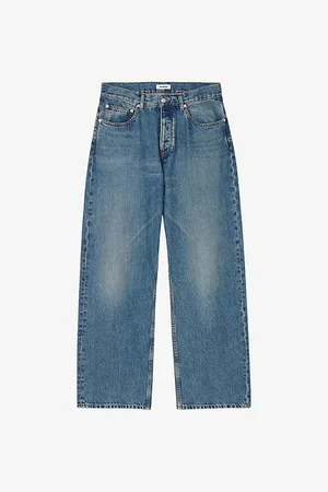 Sandro Mens Faded-Wash Straight-Leg Relaxed-Fit Jeans