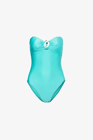 Seafolly Womens Palermo Ring Bandeau Beaded-Hardware Swimsuit