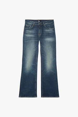 The Kooples Womens Flared-Leg Low-Rise Denim Jeans