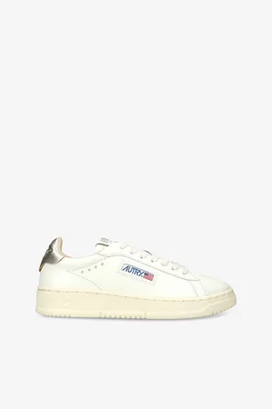 Autry Womens Dallas Logo-Tab Leather Low-Top Trainers