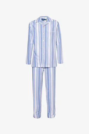 Ralph Lauren Mens Striped Button-Front Cotton-Weave Pyjama Set