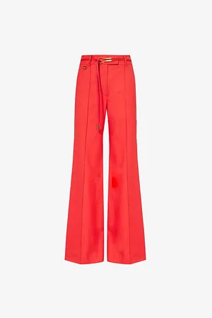 ZIMMERMANN Womens Crush Flared Wide-Leg High-Rise Stretch-Woven Blend Trousers