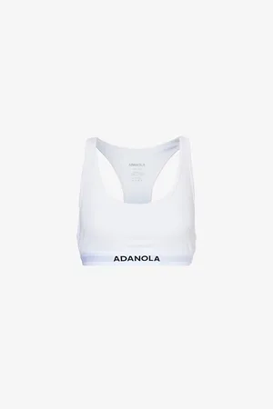 Adanola Womens Branded-Waistband Ribbed Racer Stretch-Woven Bra