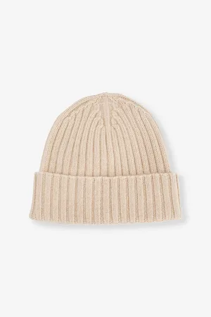 Oscar Jacobson Mens Ribbed Cashmere Knitted Beanie Hat
