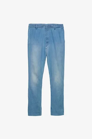 Prada Mens Bleached-Washed Classic-Fit Denim Jeans
