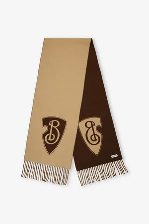 Burberry Mens B Shield Nomad Wool and Cashmere-Blend Knitted Scarf
