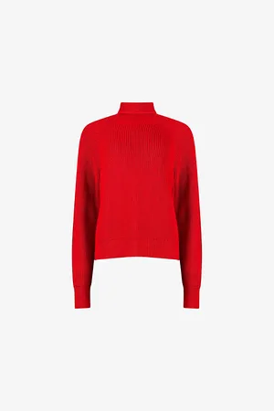 Ro&Zo Womens Rolled-Neck Ribbed Knitted Jumper