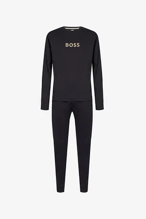 HUGO BOSS Mens Logo-Print Cotton-Jersey Pyjama Set