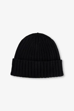 Oscar Jacobson Mens Ribbed Cashmere Knitted Beanie Hat
