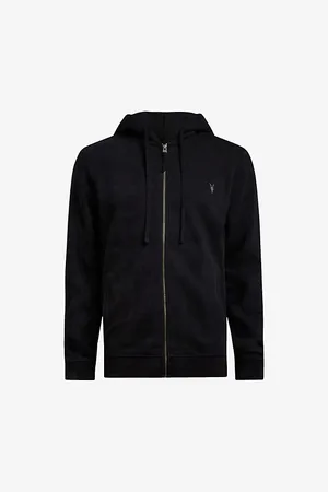 AllSaints Mens Raven Logo-Embroidered Zip-Up Cotton Hoody