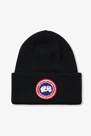 Canada Goose Mens Arctic Disc Ribbed Wool Beanie Hat