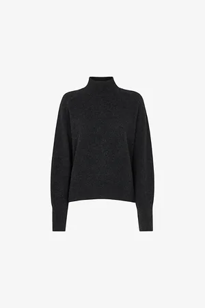 Whistles Womens Funnel-Neck Regular-Fit Cashmere Jumper