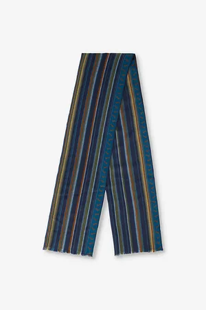 Paul Smith Mens Stripe-Pattern Graphic-Jacquard Wool-Blend Knit Scarf