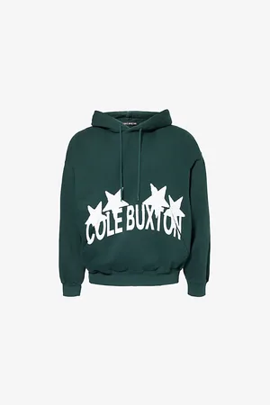Cole Buxton Mens 4 Star Kangaroo-Pocket Relaxed-Fit Cotton-Jersey Hoody