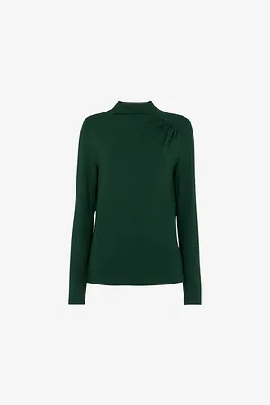 Whistles Womens Ruched-Front Long-Sleeve Top