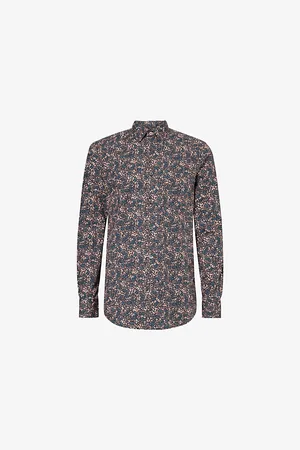 Paul Smith Mens Floral-Print Long-Sleeve Cotton Shirt