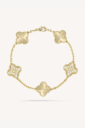 Van cleef Vintage Alhambra 18ct Yellow-Gold and Diamond Bracelet