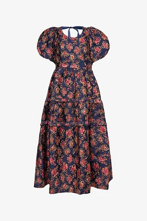 Sister Jane Womens Fable Jacquard-Floral Woven Midi Dress