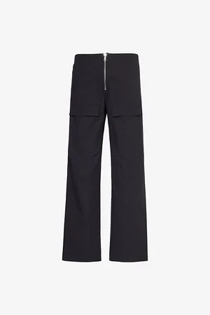 Cole Buxton Mens Cargo Flap-Pockets Straight-Leg Regular-Fit Cotton Trousers