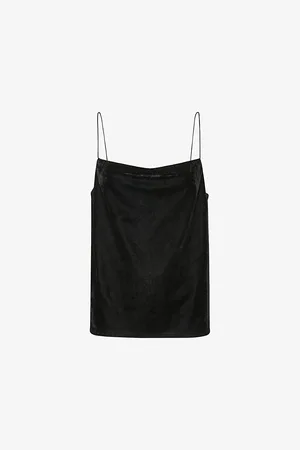 Whistles Womens Cowl-Neck Regular-Fit Stretch-Velvet Cami Top