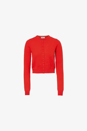 Reformation Womens Caspia Cropped Knitted Cashmere and Wool Cardigan