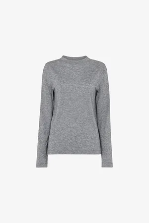 Whistles Womens Round-Neck Long-Sleeve Woven Top