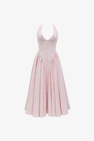 House Of Cb Womens Marilyn Gingham Stretch-Woven Midi Dress