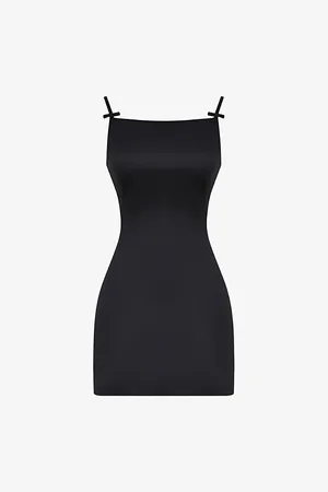 House Of Cb Womens Dainty Square-Neck Stretch-Satin Mini Dress