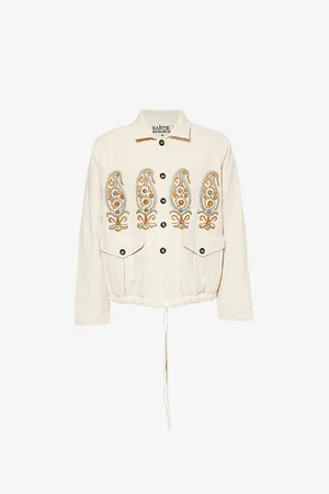 Kartik Research Mens Ranthambore Embroidered Relaxed-Fit Cotton Jacket